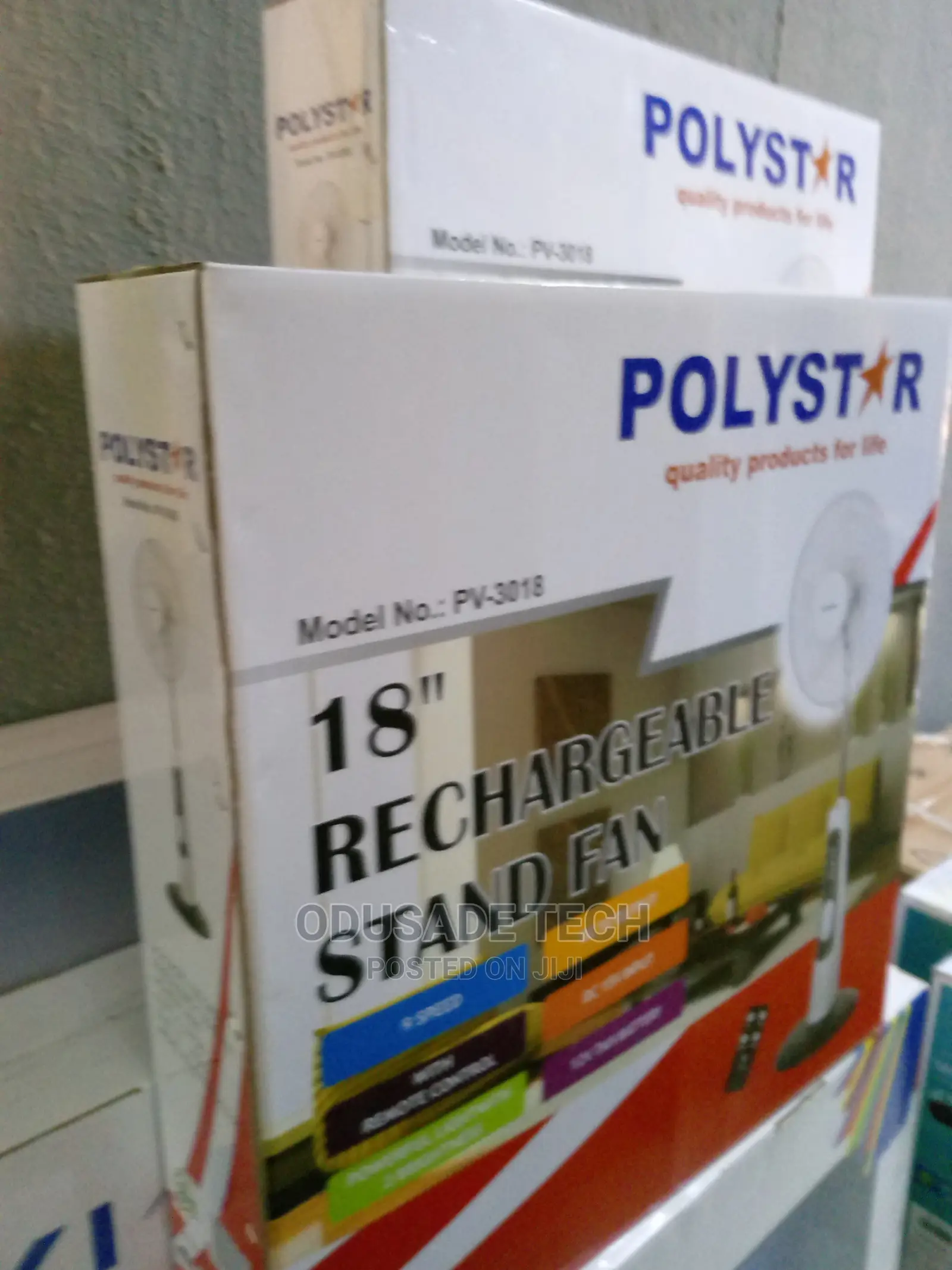 Polystar Pv-3018 Rechargeable Standing Fan 18inches