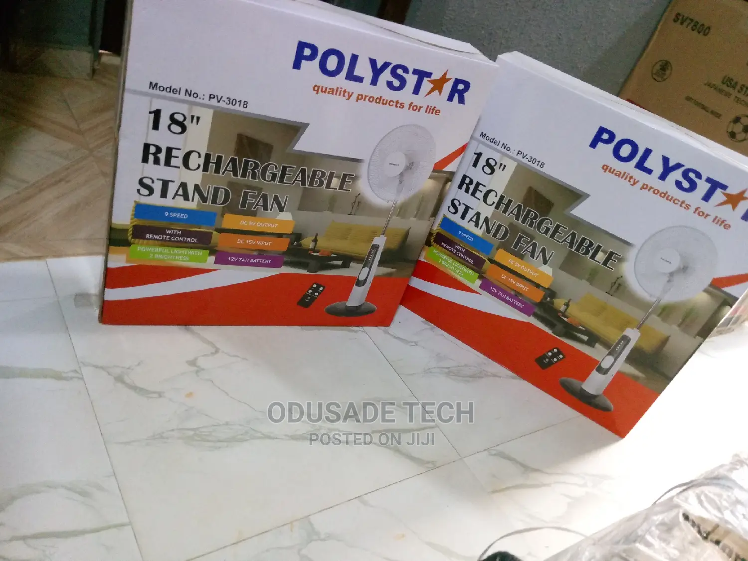 Polystar Rechargeable Stand Fan 18"With Powerful SMD Light