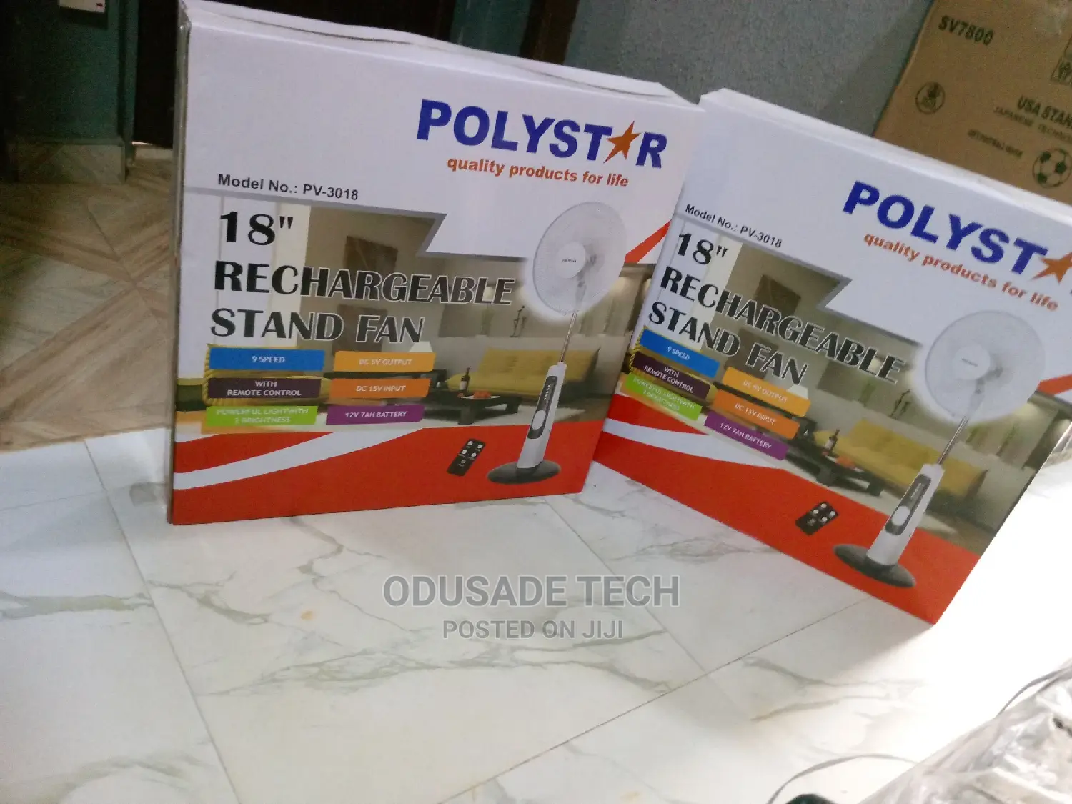 Polystar Rechargeable Stand Fan 18"With Powerful SMD Light