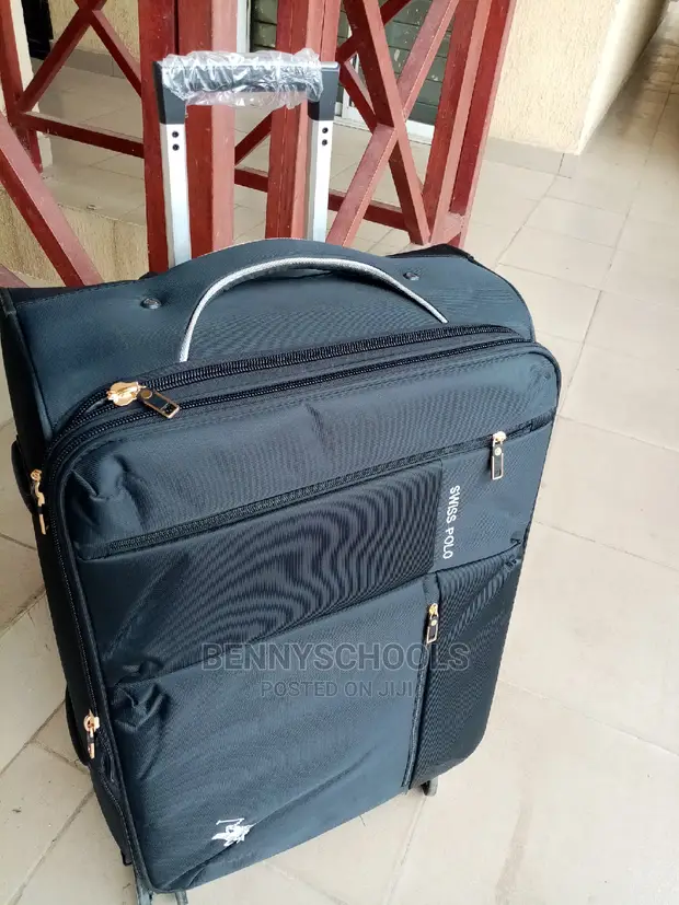 Medium Black Swiss Polo Traveling Luggage Box in Utako Bags
