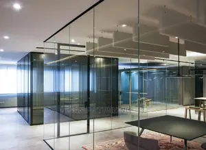 Glass Partition With Black Accessories