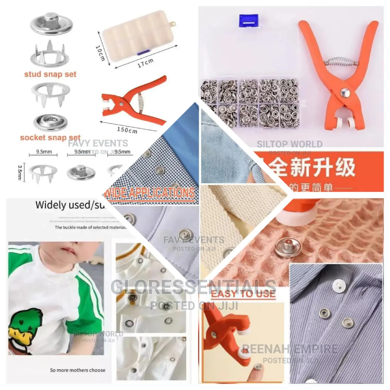 Stud Snap Button Kit With Hooks