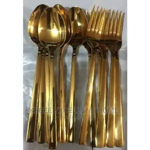 Gold Plated Cutlery Set - Fork and Spoon - 12 Pieces