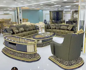 Luxury 8 Seater Living Room Fabric Made Royal Sofa Chair.