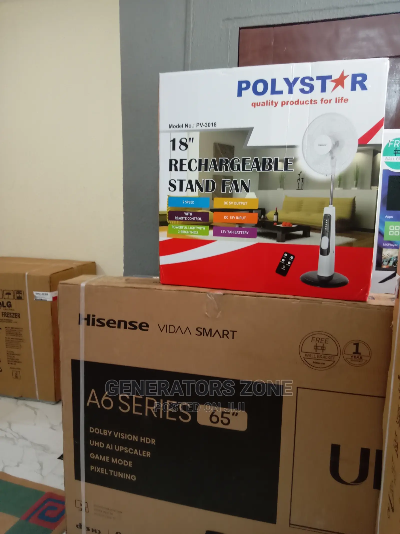 Polystar 18" Rechargeable Fan With Remote Control+ LED Light