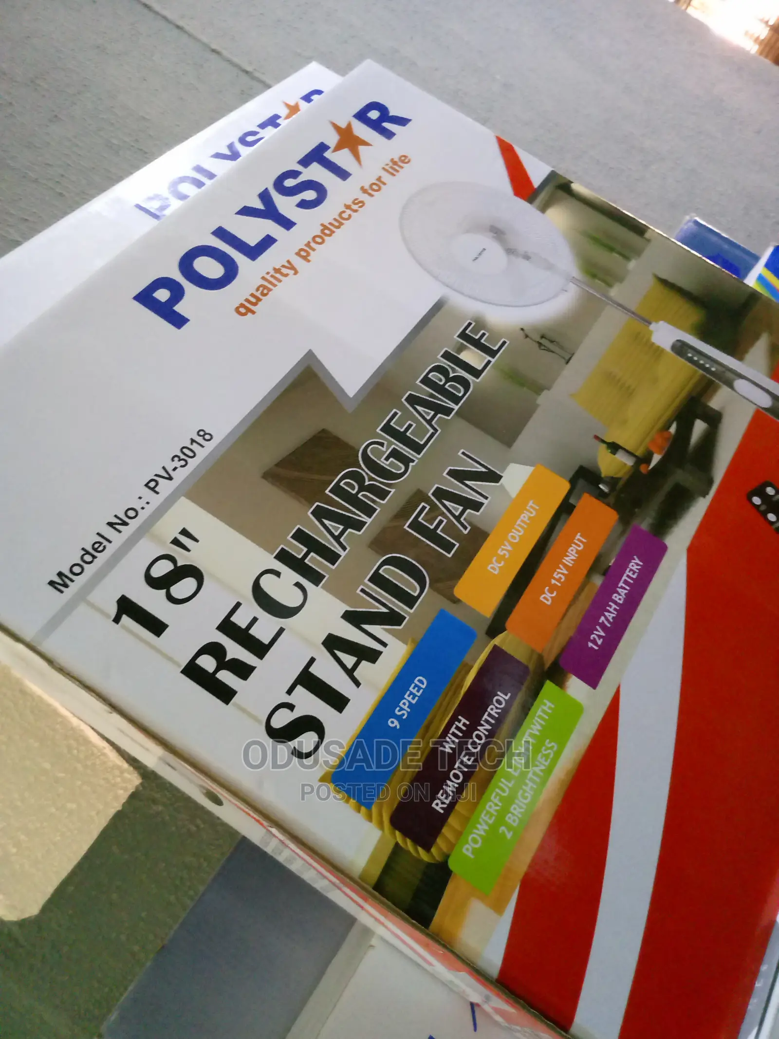 Polystar Remote Control Rechargeable 18'' Stand Fan