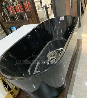 Black Bath Tub 170x75cm Round Shape