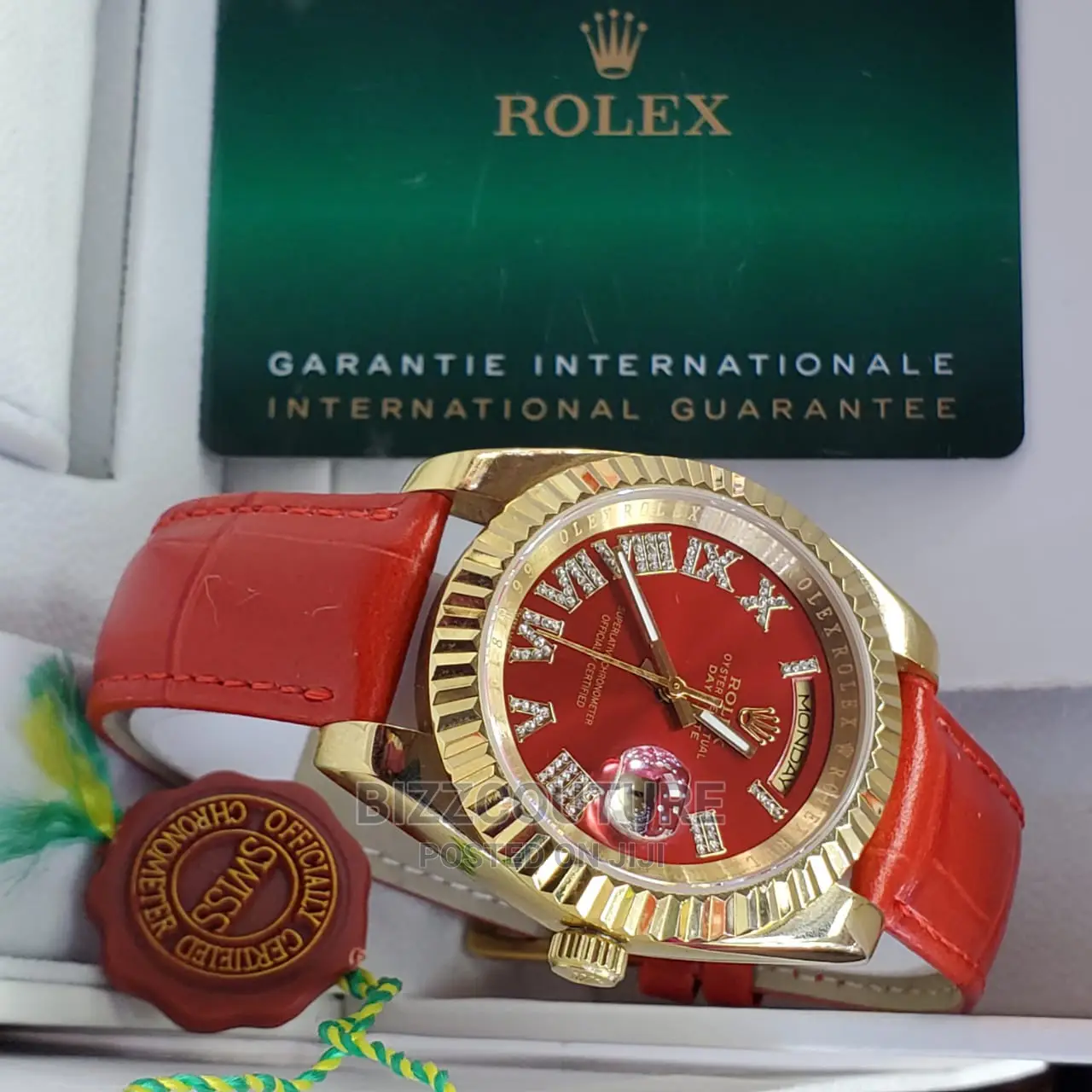 Original ROLEX DAY DATE Leather Strap Available in Store