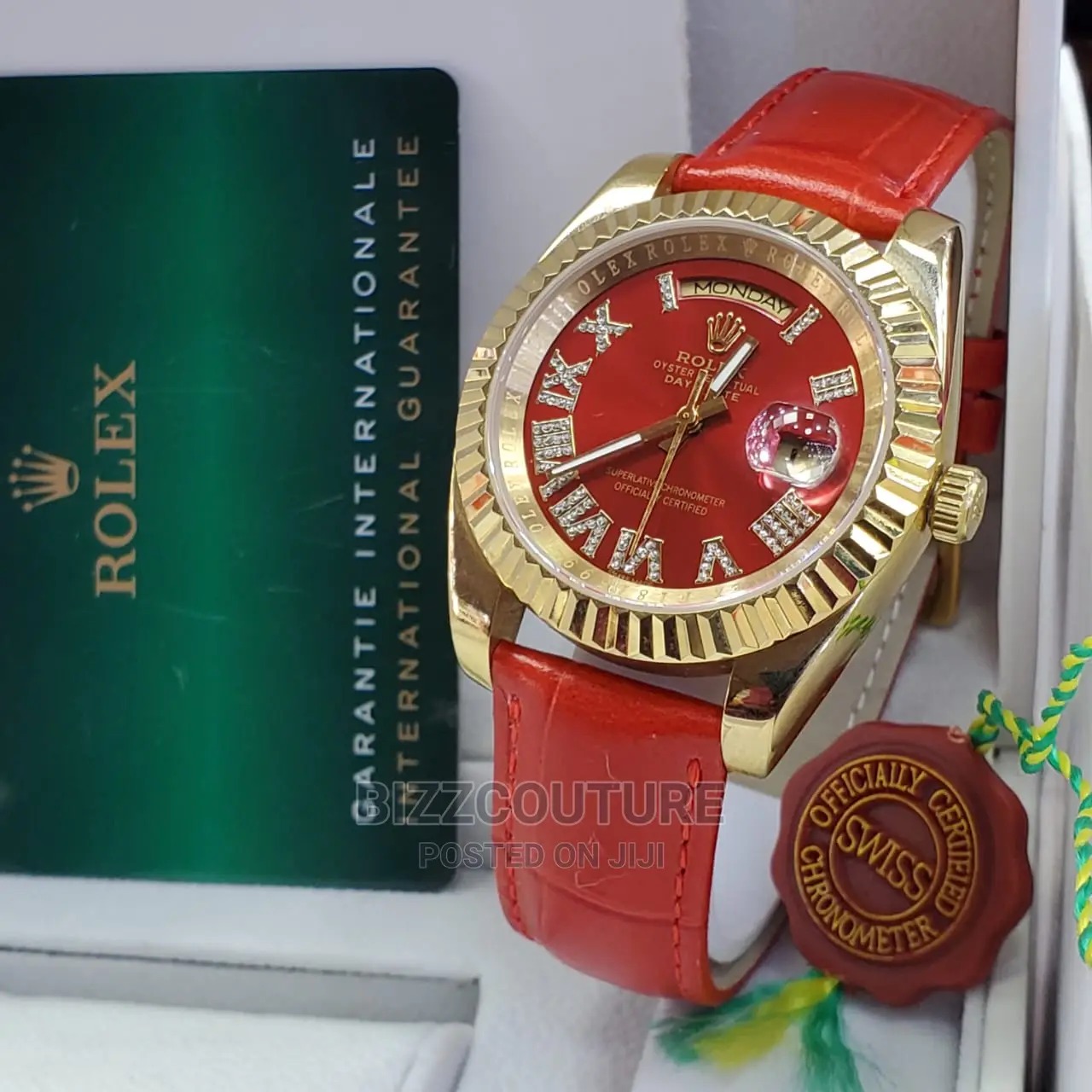 Original ROLEX DAY DATE Leather Strap Available in Store