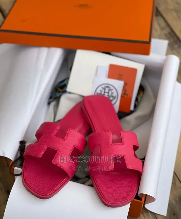 Original HERMES Leather Slippers Available in Store