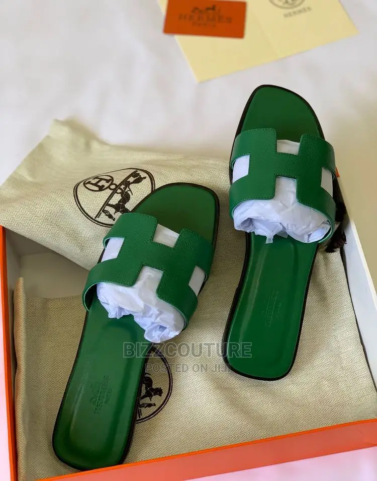 Original HERMES Leather Slippers Available in Store