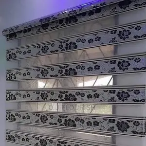Window Blinds Flowery Black and White