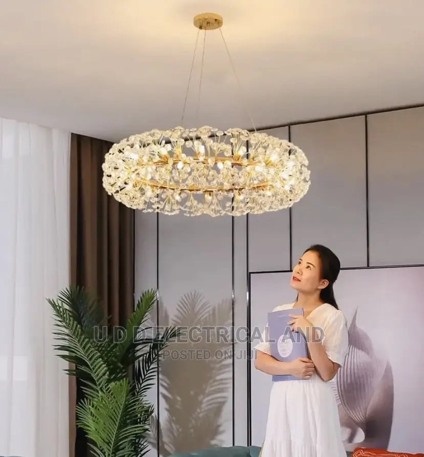 Modern Crystal Chandelier Gold LED Lighting Available
