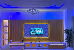 TV Console With LED Lights and Stone