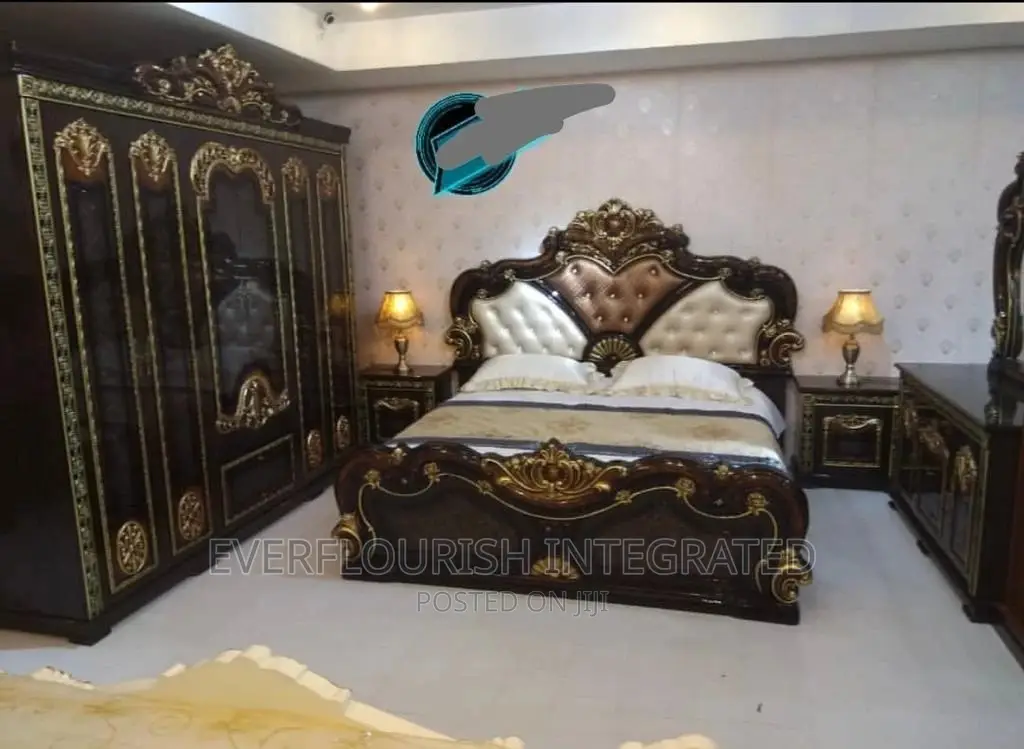 Royal Bed, 2 Side Stools and Dressing Mirror and Wardrobe