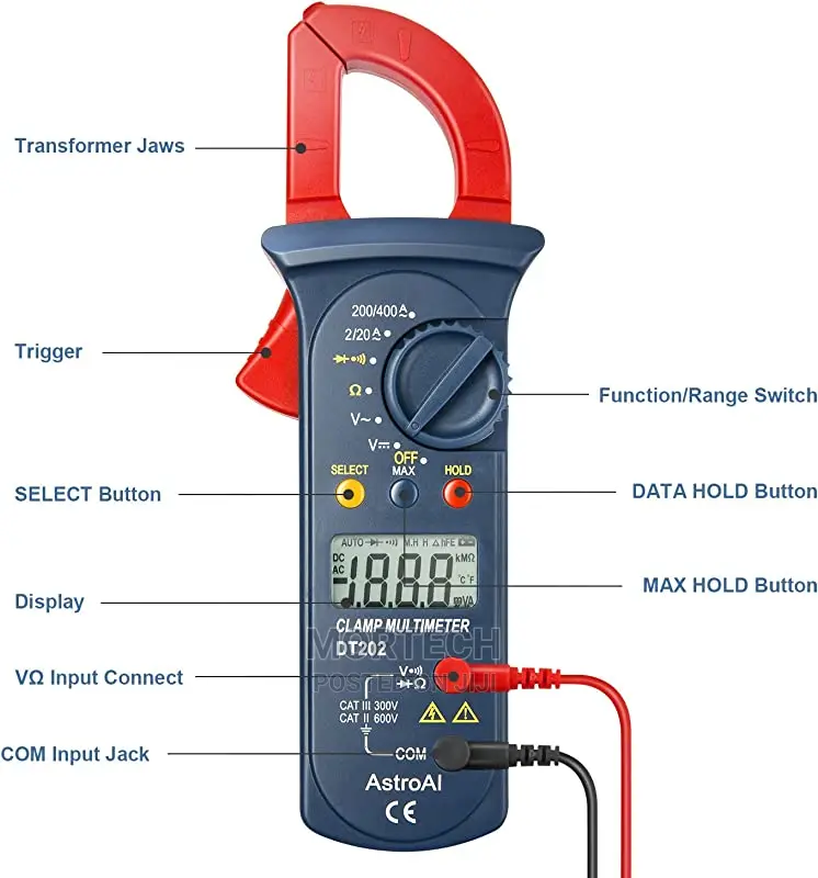 Astroai 2000 Counts Digital Clamp Meter, Model DT202