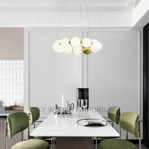 Brass LED Chandelier Acrylic Ball