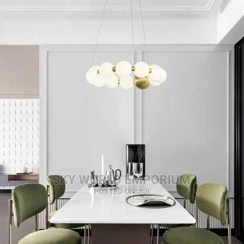 Brass LED Chandelier Acrylic Ball