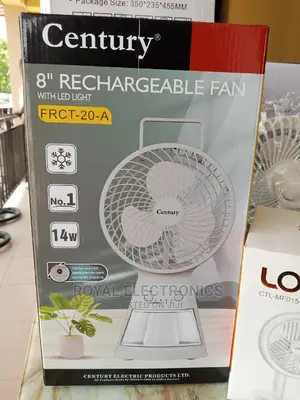 Very New Century 8" Inches Rechargeable Fan With Led Light