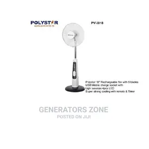Photo - 18'' Polystar Standing Fan ...Rechargeable+Led Light+Remote