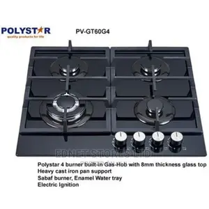 Polystar 60x60cm 4 Burner Gas Cooker Hob - Pv-Gt60g4