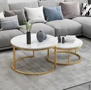 2in1 Marble Center Table With Gold Frame