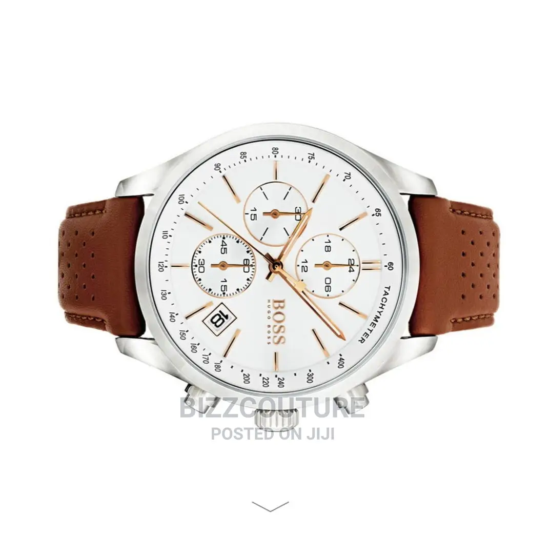 Original HUGO BOSS Brown Leather Strap Available in Store