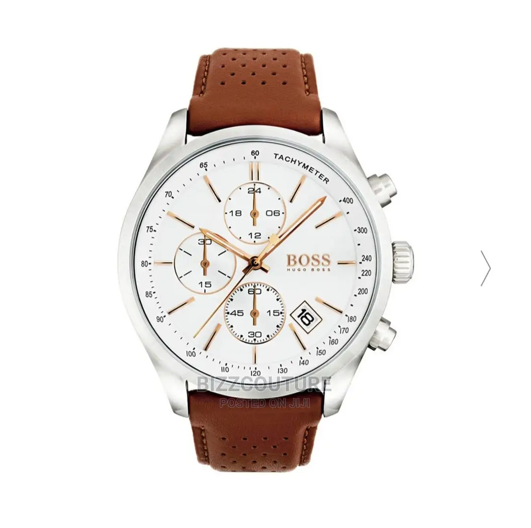 Original HUGO BOSS Brown Leather Strap Available in Store