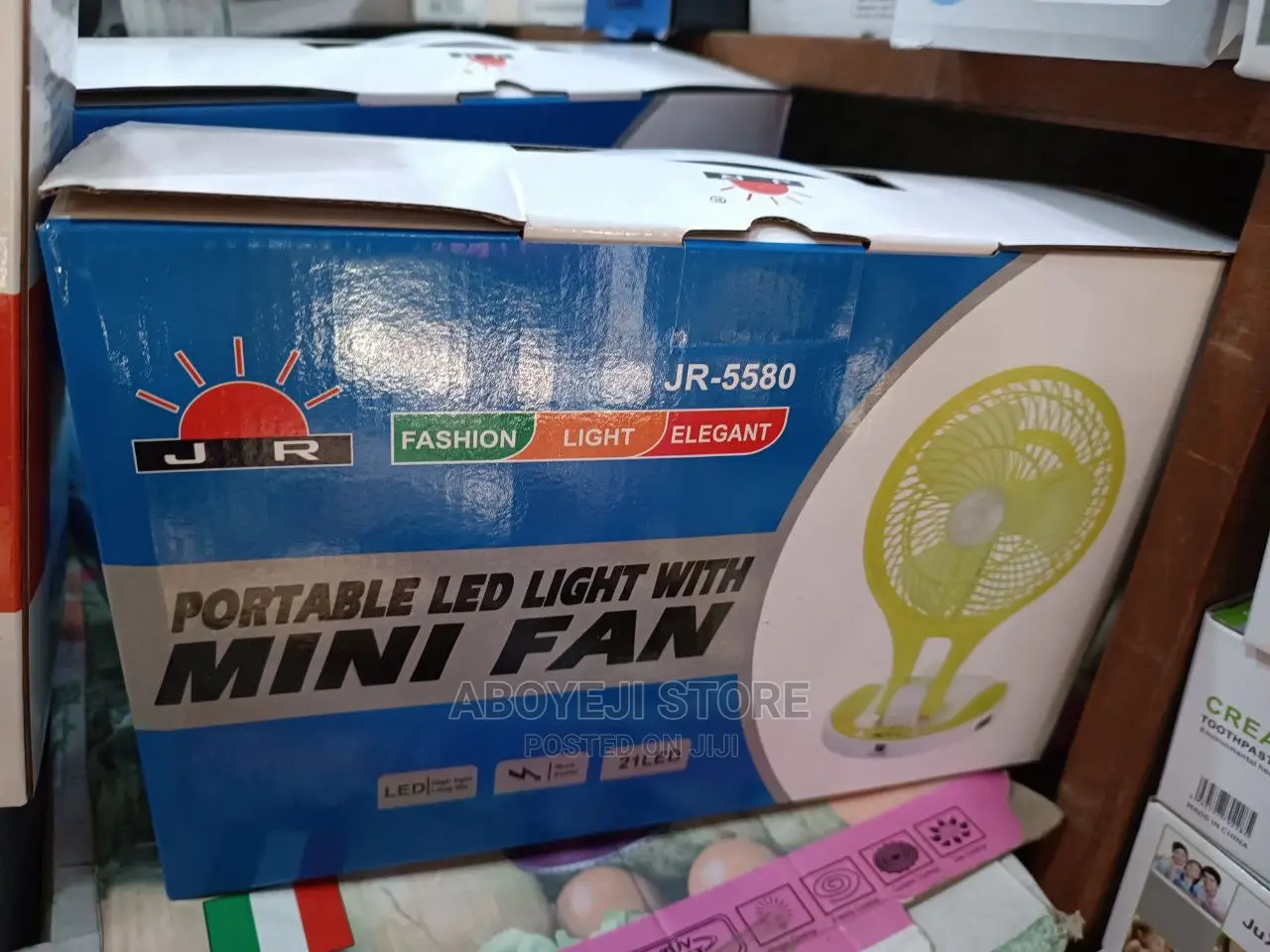 White Rechargeable Table Fan With Led Light,
