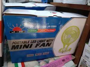 White Rechargeable Table Fan With Led Light,