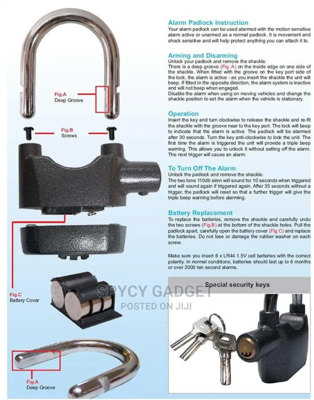 Alarm Security Padlock