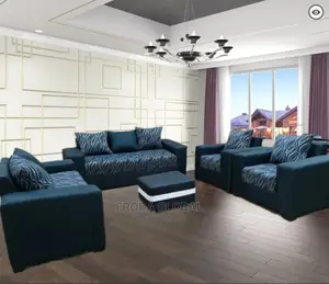 7-Seaters Sofa Chairs With Pillows,Puffy Table. Fabric Couch. Robi1
