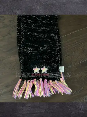 Black With Silver Threading With Fringes on Each End