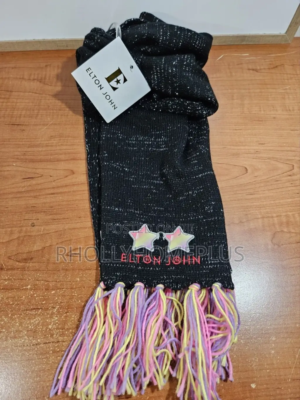 Black With Silver Threading With Fringes on Each End