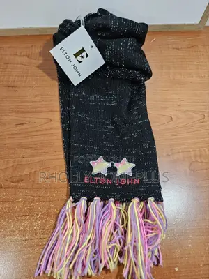 Black With Silver Threading With Fringes on Each End