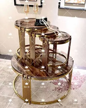 New Modern Marble Top Centre Table With 3 Side Stools