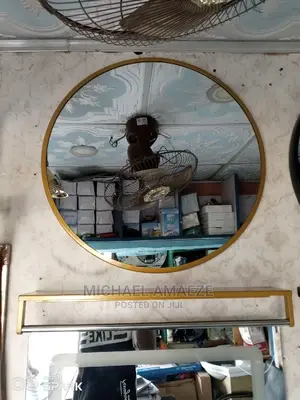 60cm Round Gold Mirror With Shelf