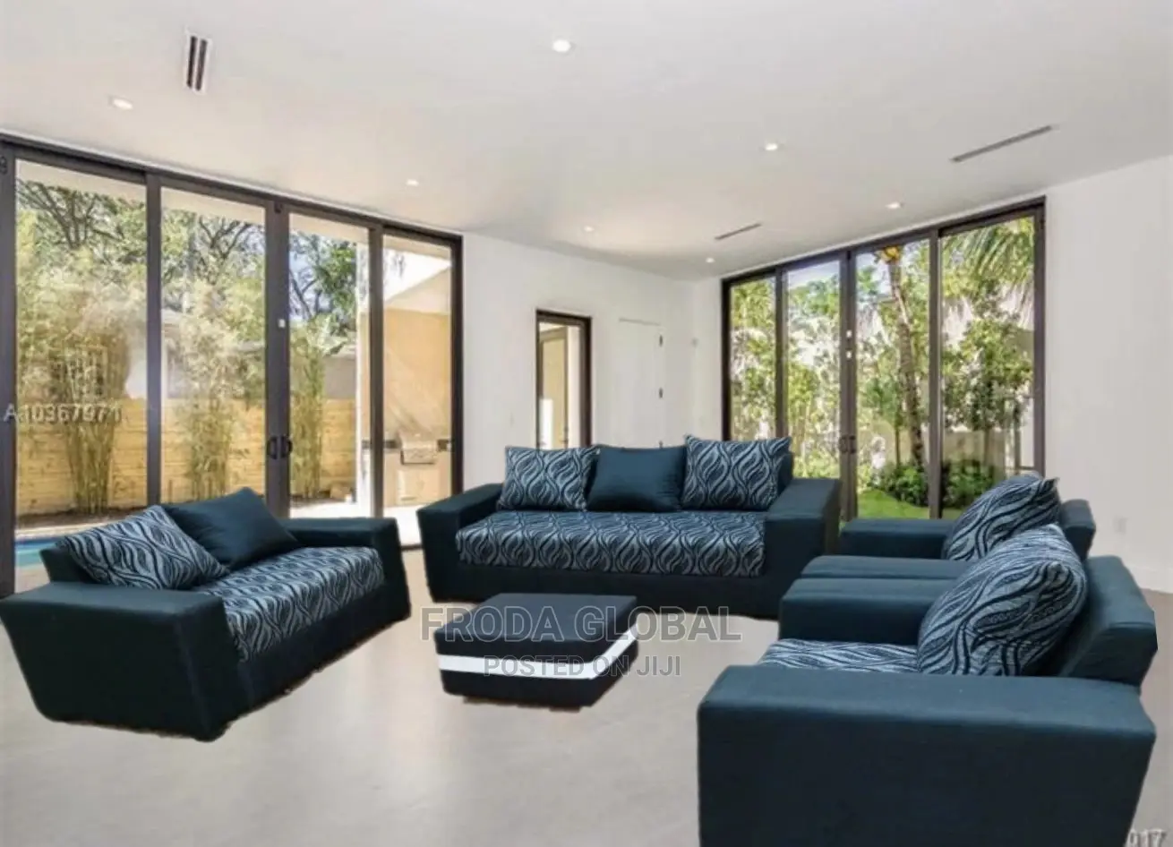 7-Seaters Sofa Chairs With Pillows and Puffy Table. Pblfl13