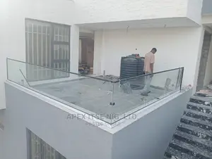 Glass Railings With Black Base and Top Holder