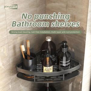 Corner Bathroom Punch-Free Aluminum Shower Shelf Rack Black in Lagos ...