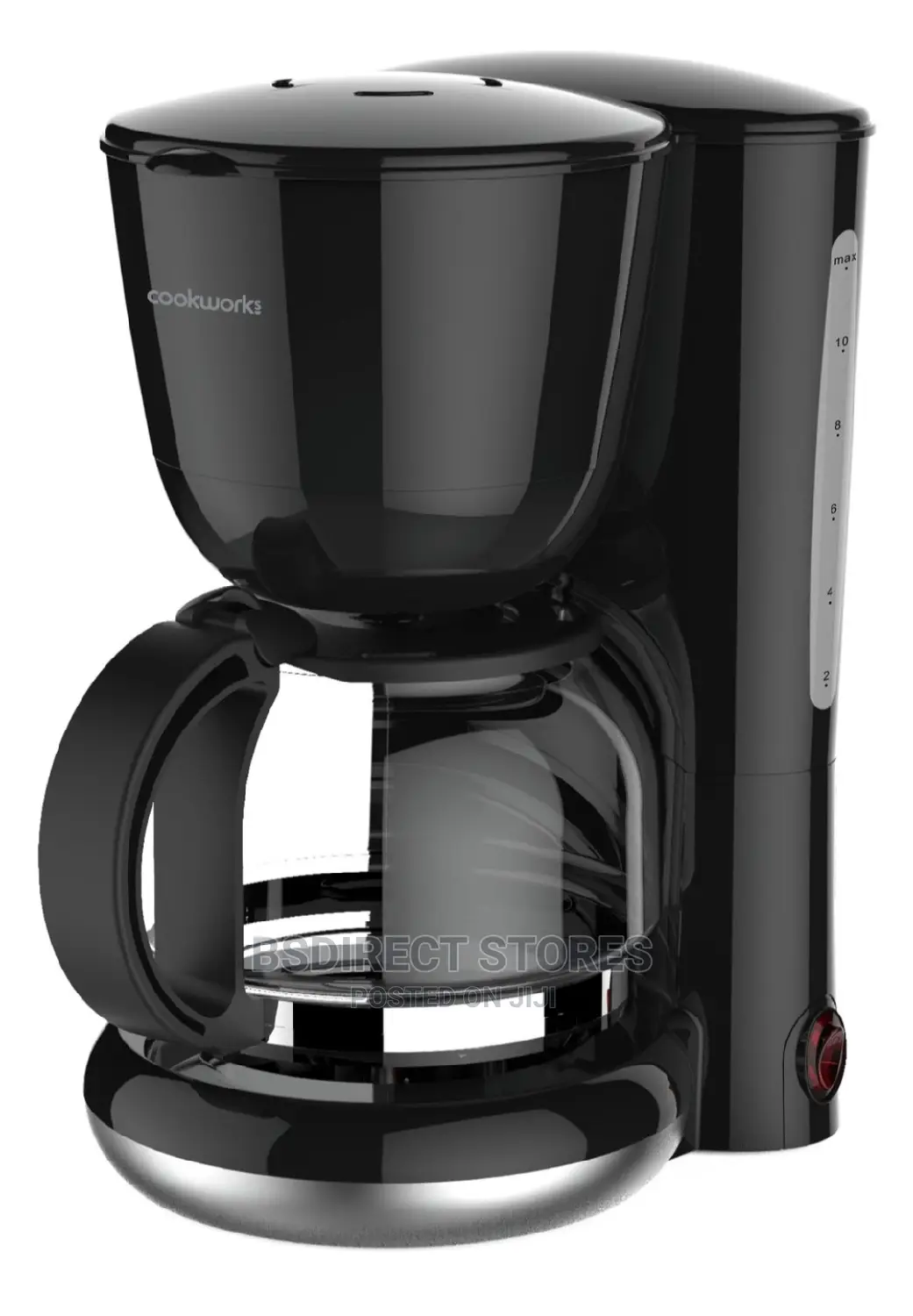 Cookworks Black Filter Coffee Maker 10 Cups Capacity 1.25L