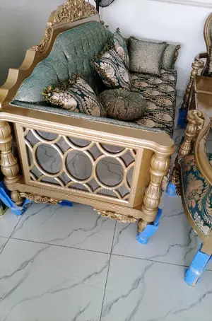 Luxury 8 Seater Living Room Fabric Made Royal Sofa Chair.