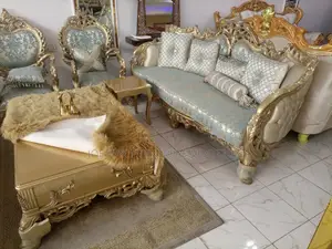 Luxury 8 Seater Living Room Fabric Made Royal Sofa Chair.
