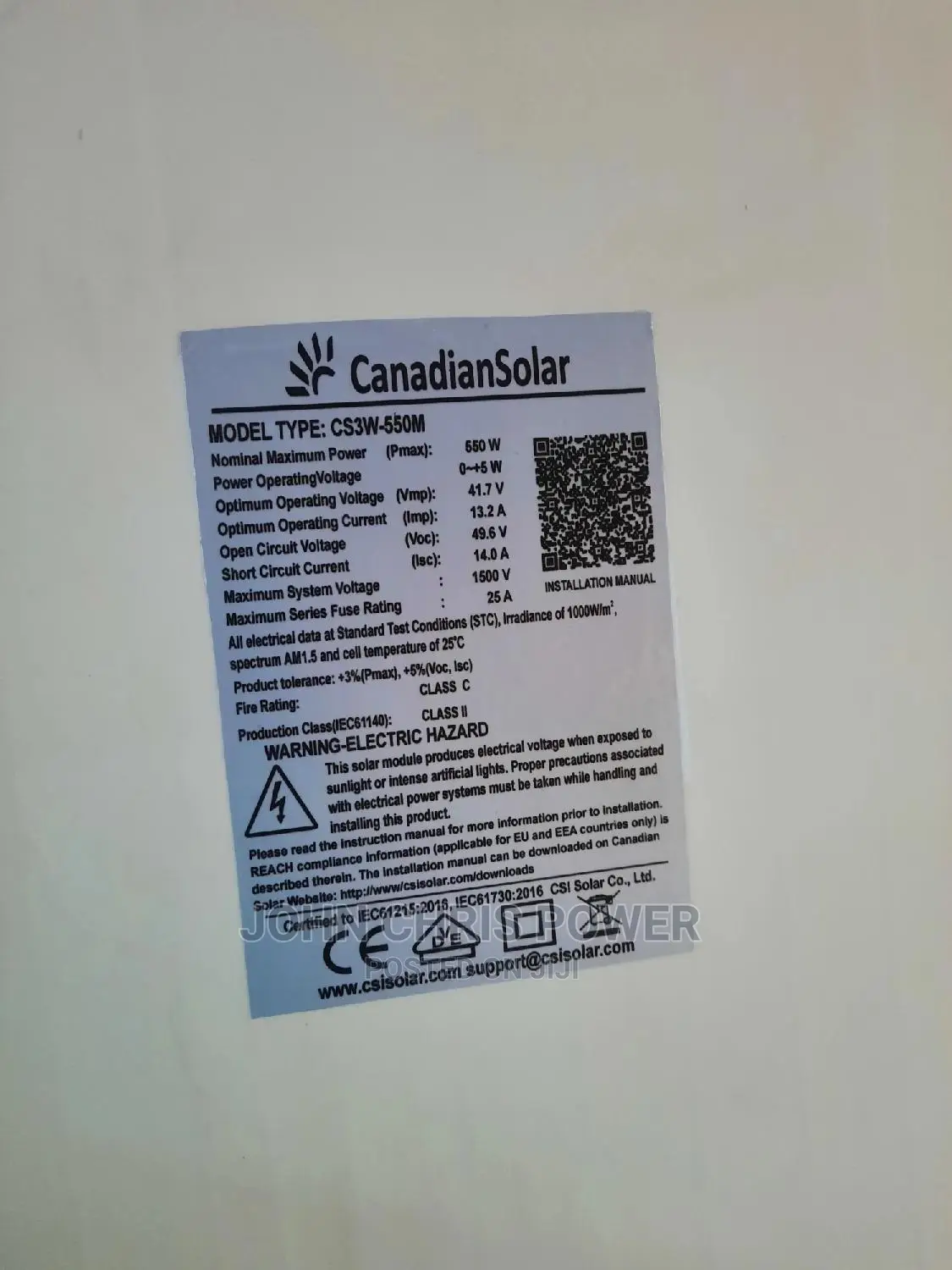 550w Mono Canadian Solar Panel