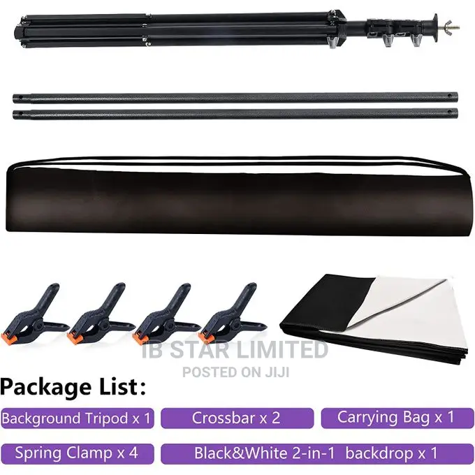 Black Screen Backdrop 5 X 6.5ft Frame Video Photo Stand Kit