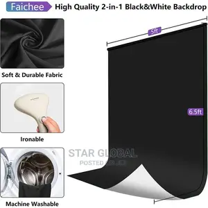 Photo Studio Background Support Stand Kit Black Backdrop Set