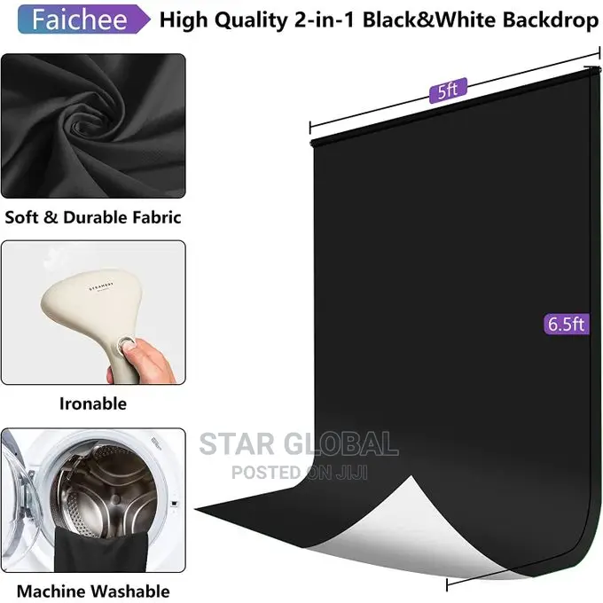 Photo Studio Background Support Stand Kit Black Backdrop Set