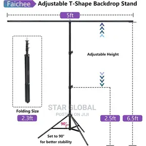 Photo Studio Background Support Stand Kit Black Backdrop Set
