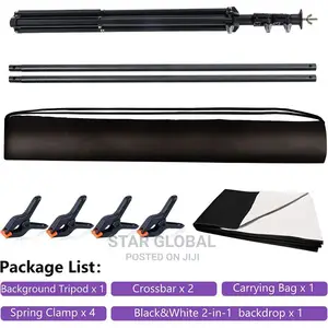 Photo Studio Background Support Stand Kit Black Backdrop Set