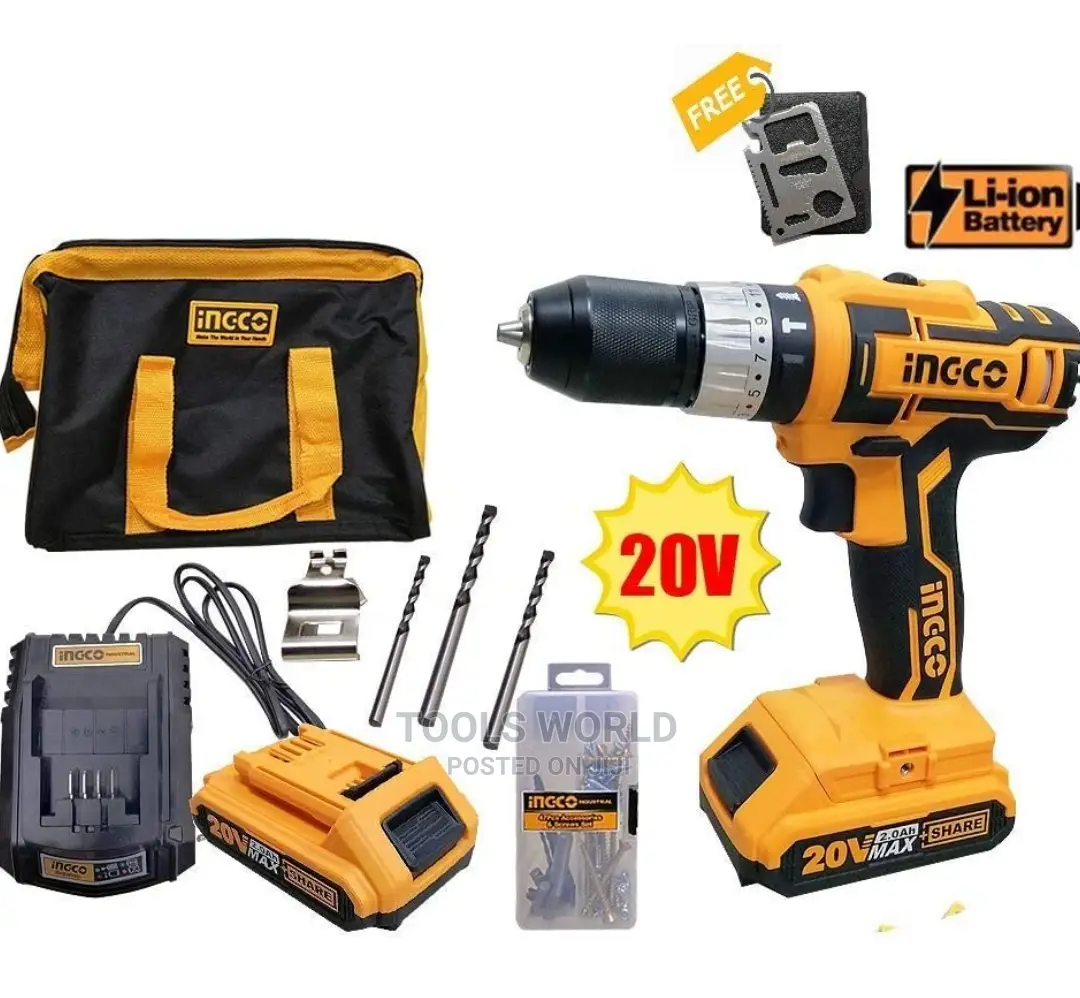 20v Cordless Impact Drill With 48pcs Accessories Carry Bag